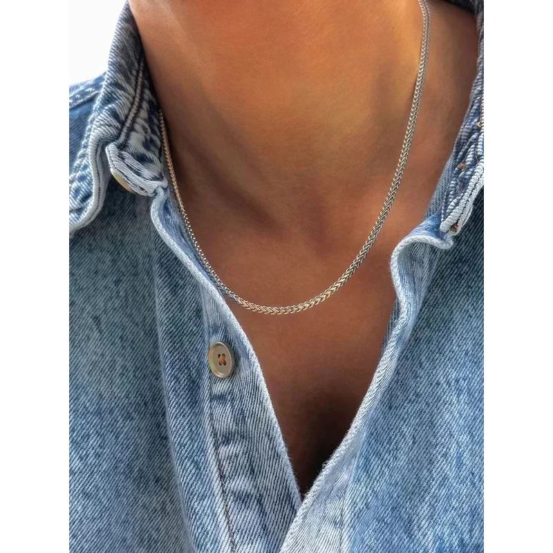 3 5 7MMStainless Steel Snake Chain Necklace for Men Silver Herringbone Chain Minimalist Fashion Jewelry Accessories Gift