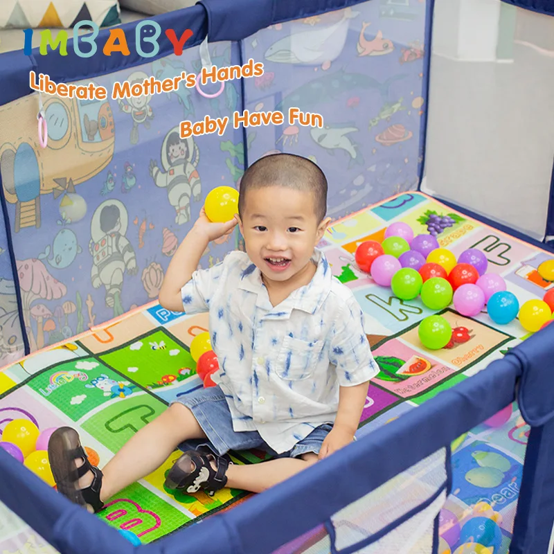 IMBABY Playpen For Children New Style Cartoon Dry Pool Baby Safety Barriers Home Anti-Collision Playground Park Kids Furniture