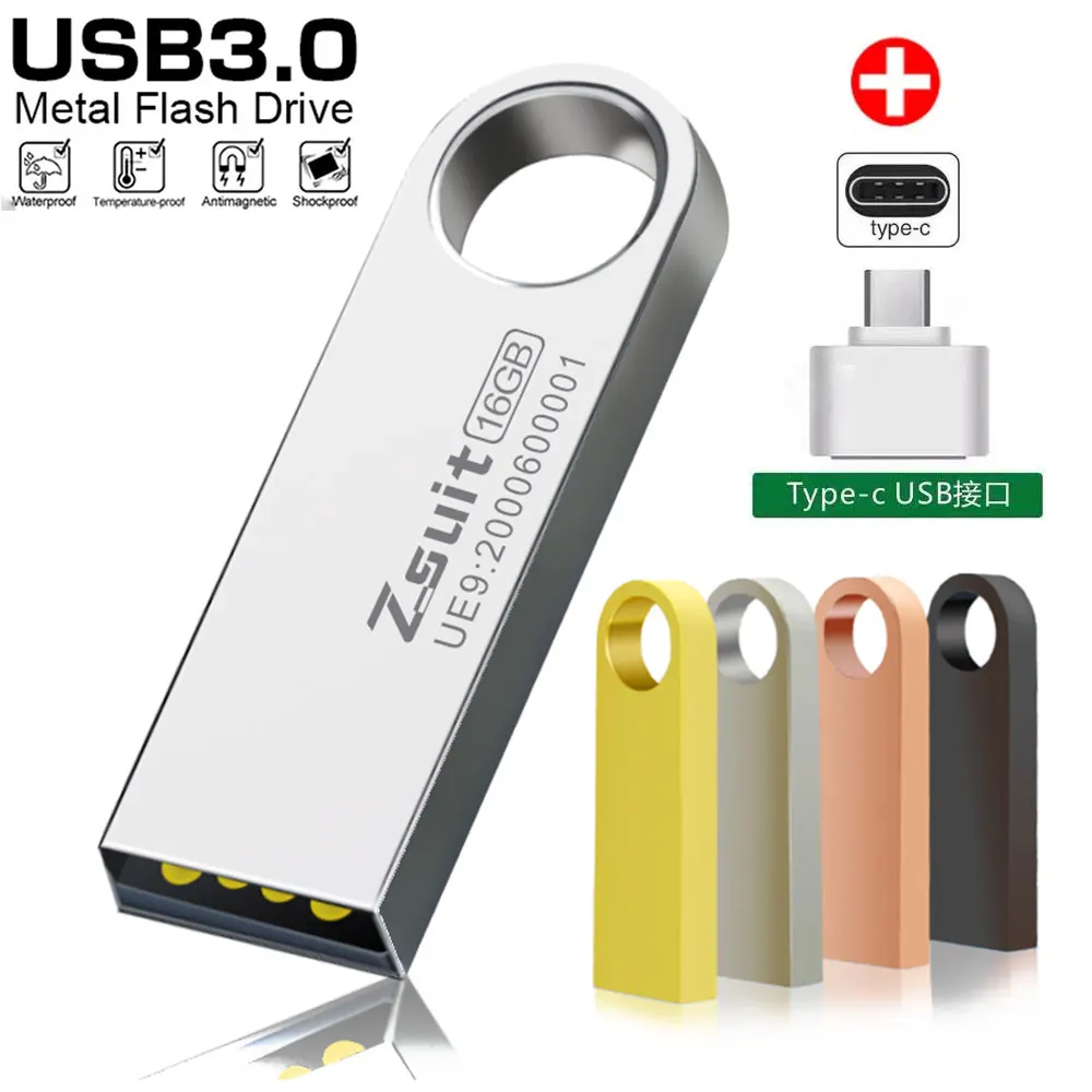 Z-terno-à prova d'água usb 3.0 flash drive para laptop e laptop, metal u unidade de disco, flash drive 3.0, 128gb