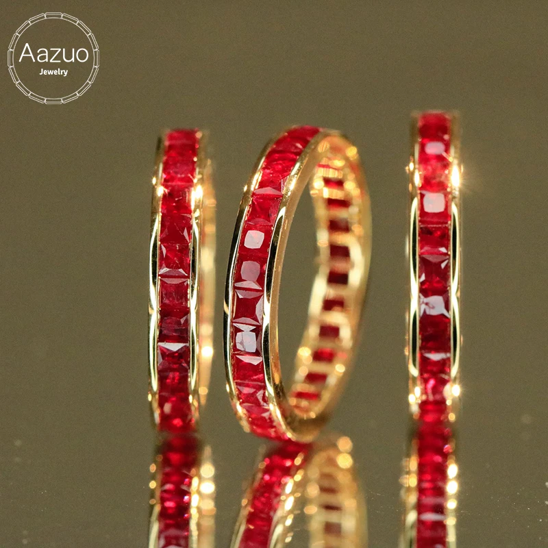 

Роскошные ювелирные изделия Aazuo, высокое качество, 18-каратное однотонное желтое золото, кольцо с натуральными рубинами и сказочными линиями, подарочное для женщин, роскошное кольцо для банкета, вечеринки
