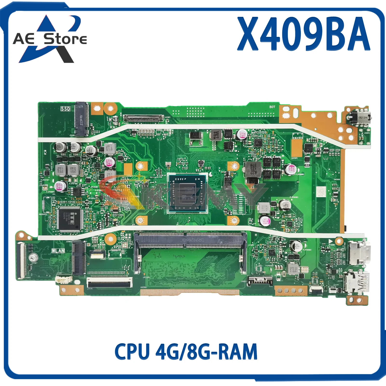 

X409BA Mainboard For ASUS VivoBook X409B M409BA X509B X509BA M509B Laptop Motherboard With A4-9125 A6-9225 A9-9425 CPU 4G/8G-RAM