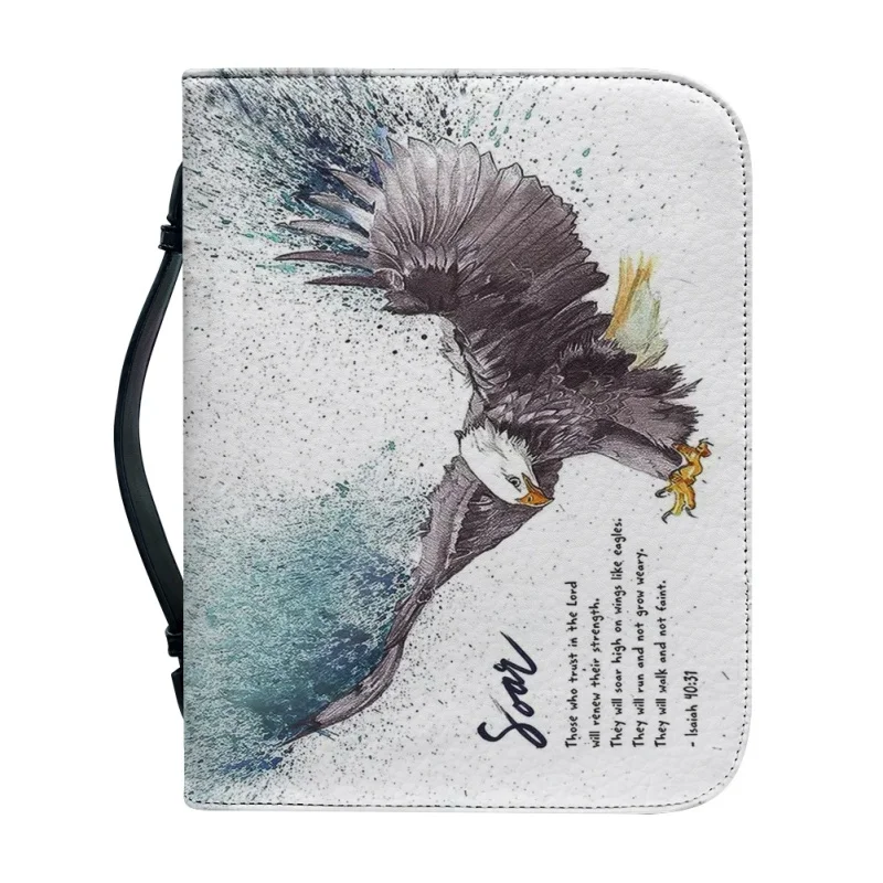 Soar Eagle Custom Name Personalized Print Church Bible Cover Case PU Handbag Study Book Holy Storage Boxes For Women Men