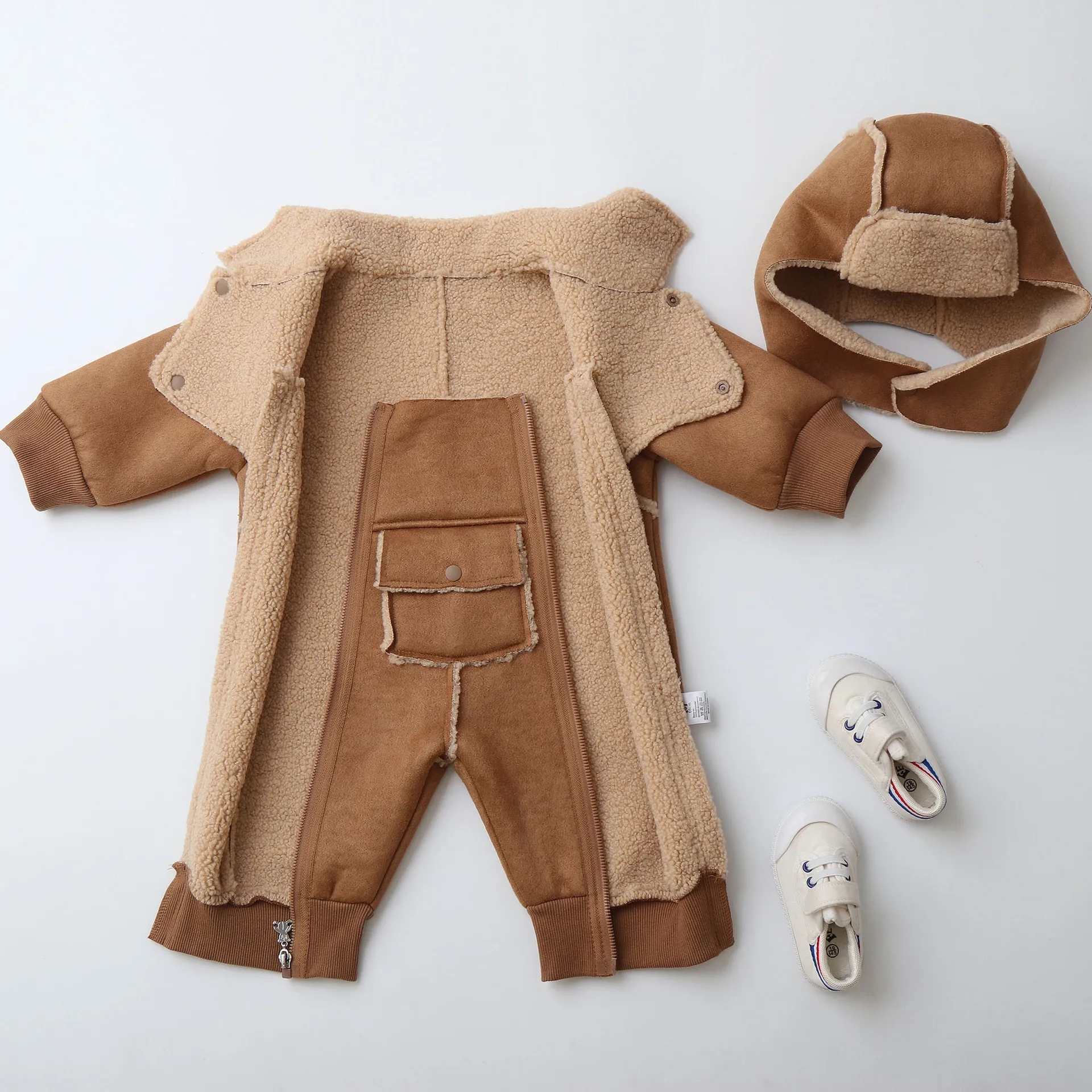 LILIGIRL hiver bébé vêtements doublure de fourrure bébé garçons combinaisons doublure épaisse chaud filles combinaisons venty braker infantile combishort