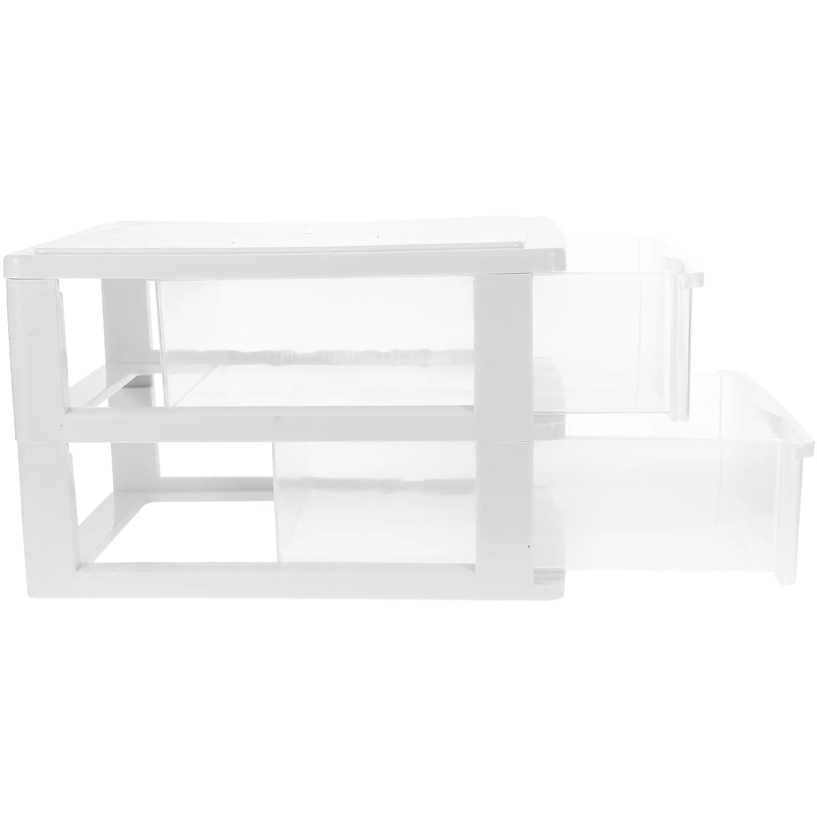 

Transparent Double layer Desk Drawer Storage Box White Frame Stackable Office ganizer Desktop Sundries Container Material