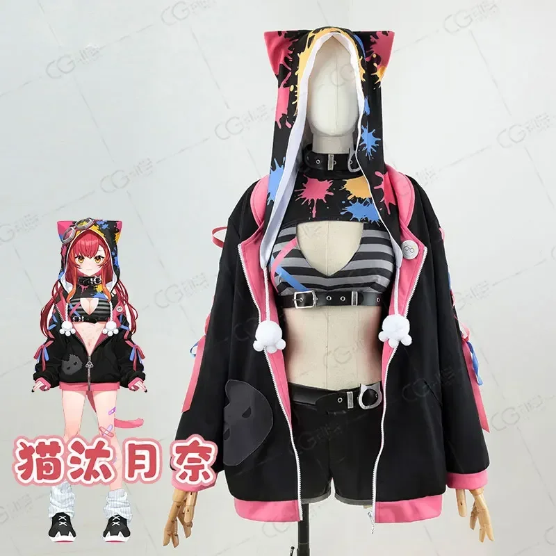 Vtuber Cosplay Nekota Tsuna Cosplay Kostuum Leuke Party Pak Jas Top Broek Halloween Outfits Anime Kleding Pruik