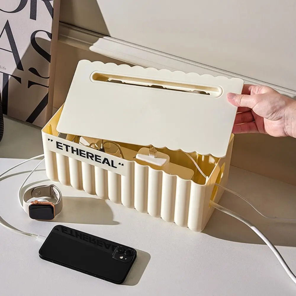 Multifunctional Plastic Large Cable Management Box Waterproof Dustproof Wire Socket Storage Box with Lid Cord Hider Box Desktop