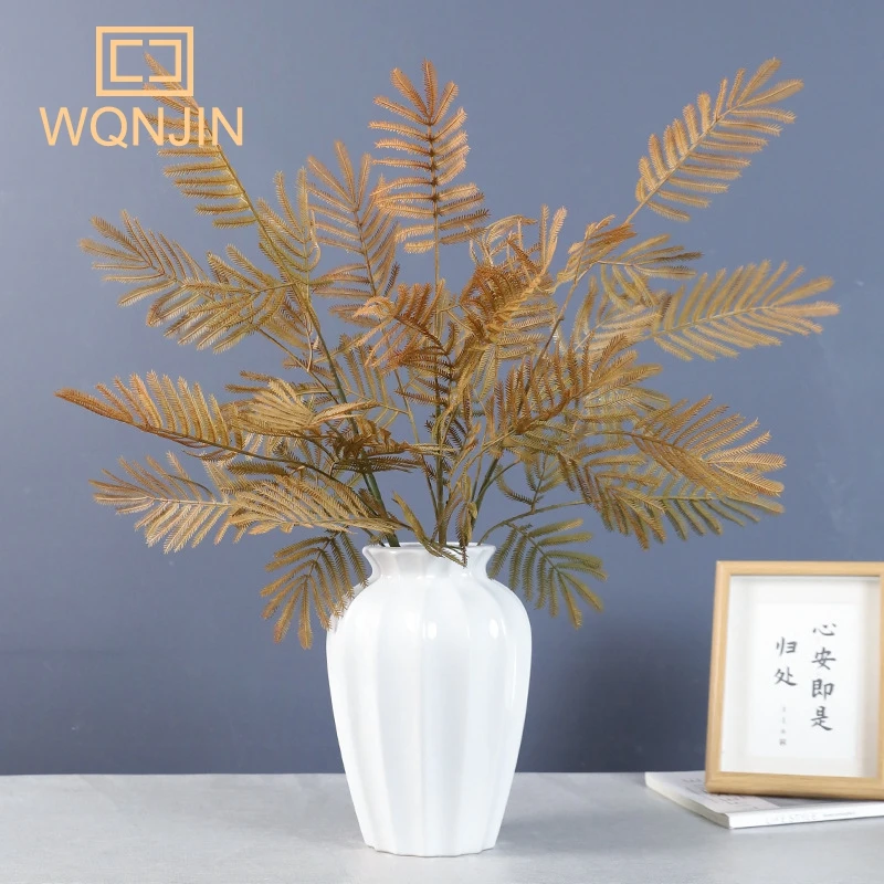 Artificial Flower Green Plant Nandina Silicone Leaves，Wedding Decoration Studio Landscaping Hotel Flower Art Soft Decor