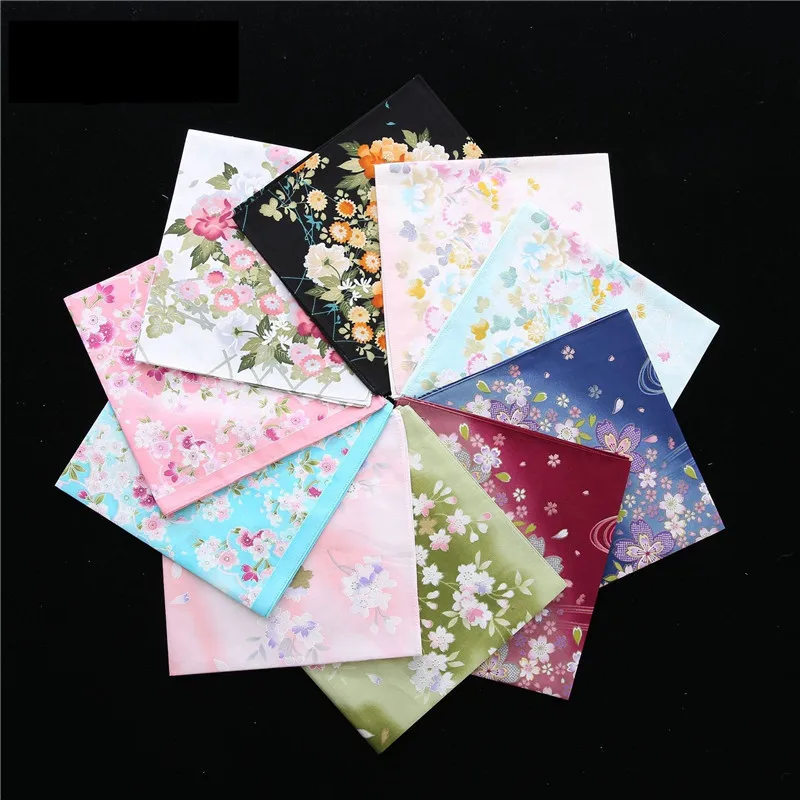 3 Stück 43 x 43 cm, reine Baumwolle, japanischer und koreanischer Stil, mit Blumenmuster, Damen-Taschentücher, quadratische Handtücher, Tee-Party-Geschenke für Damen – Detail 1