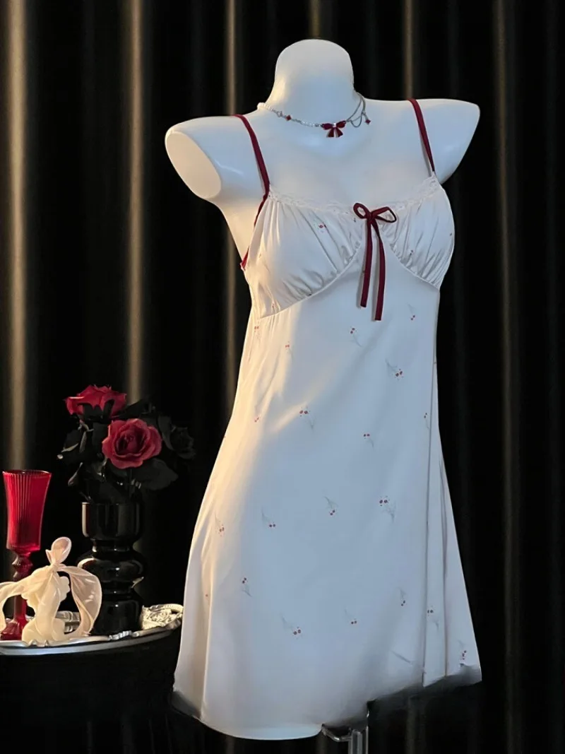 

Sexy Summer Thin Ice Silk Halter Nightdress,Pure Sensual Mood,High-End Style Homewear for Women,Chest Cushion Sleepwear,Elegant