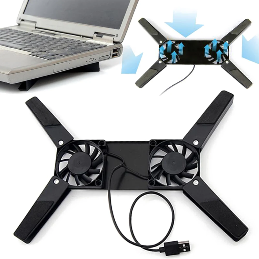 USB Powered Foldable Cooler Pad with Double 60mm Fans Laptop Stand Notebook Cooling Pad for Notebook Laptop PC Computer