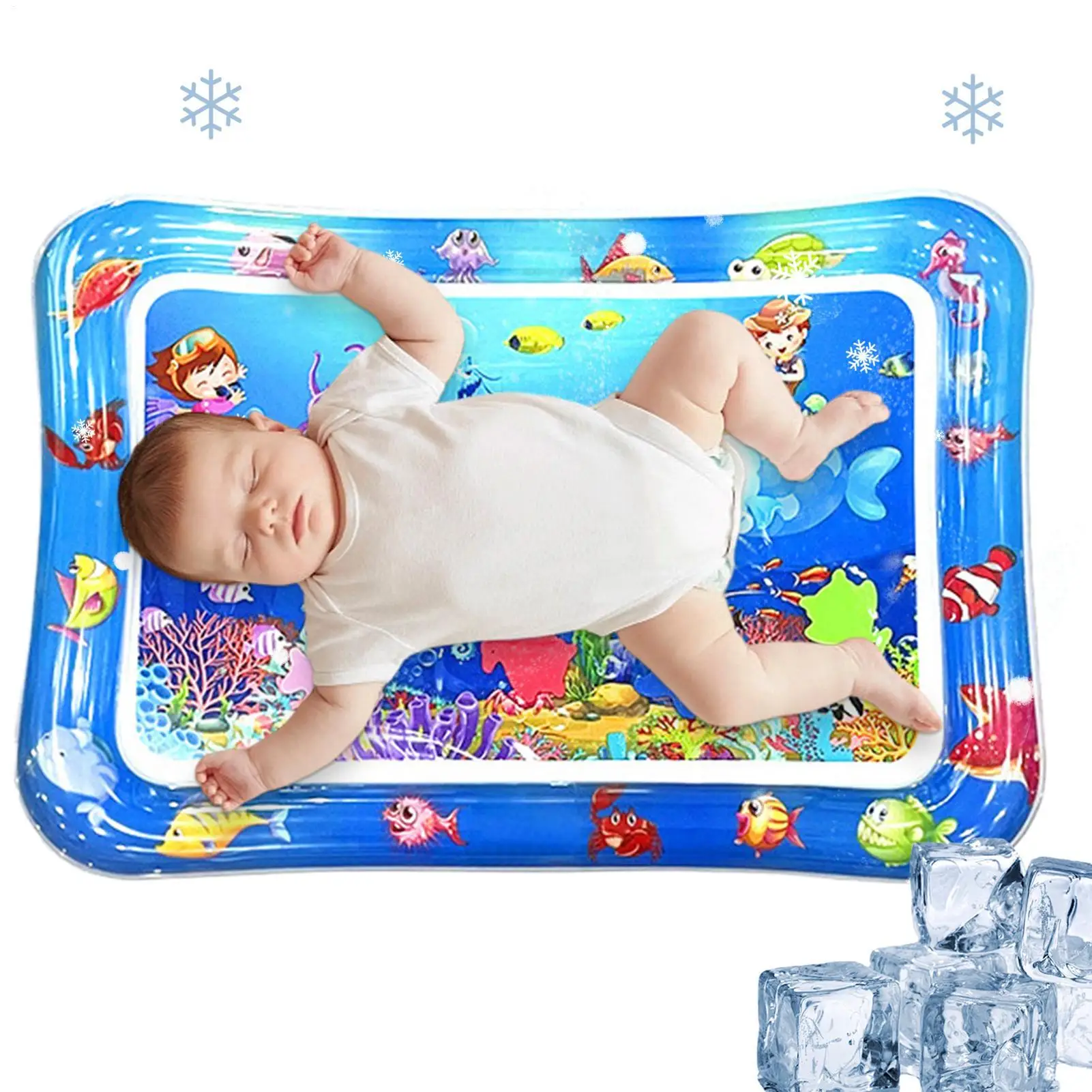 Water Play Mat Inflatable Cartoon Sea Animal Pattern Pad Kids Activity Mat For Home Bedroom Classroom Gym Floor Cat Bath Pool