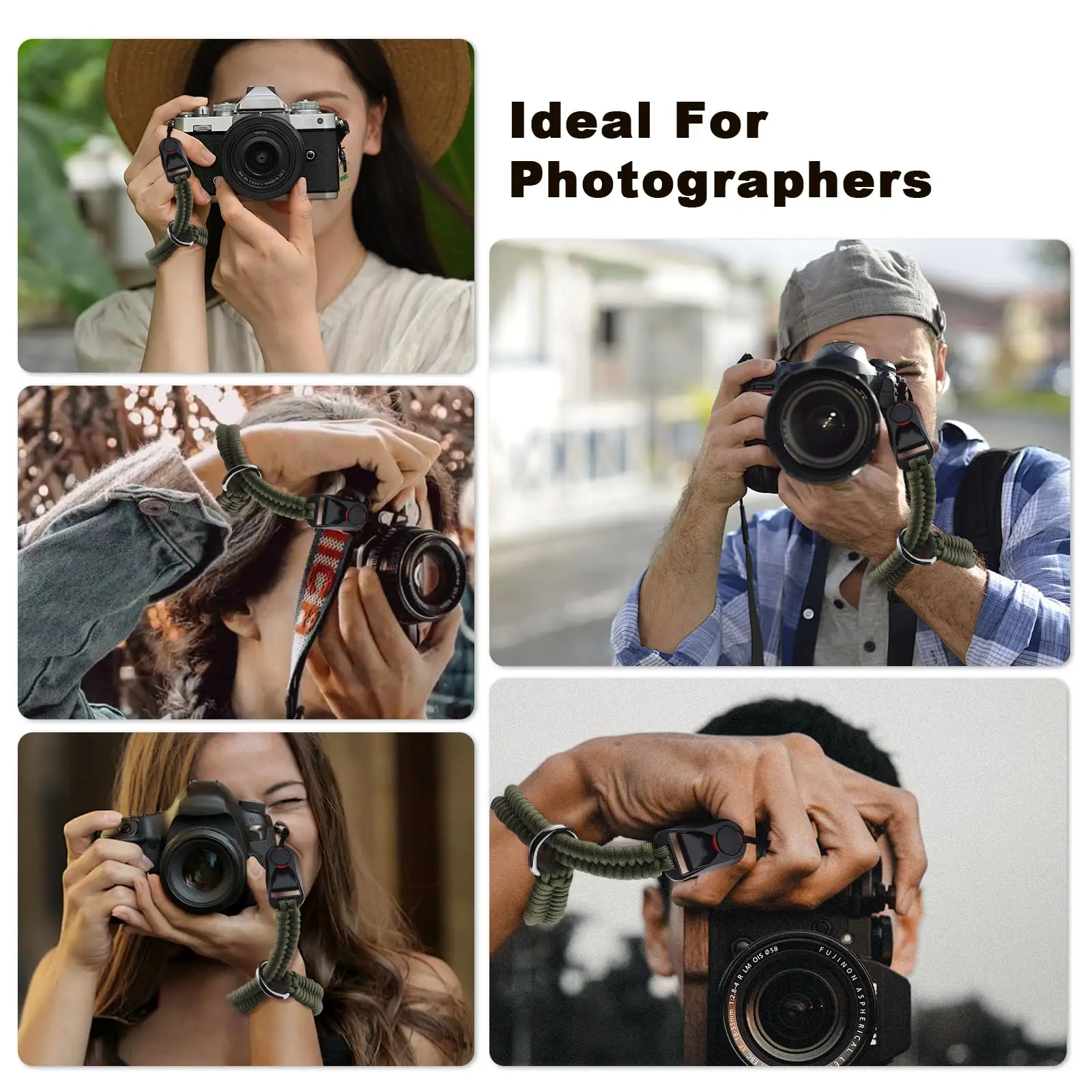 퀵 릴리즈 우븐 나일론 핸드 스트랩, 라이카, 소니, 후지필름, 캐논, 니콘 DSLR 미러리스 카메라용 조절 가능한 손목 스트랩 썸네일 5