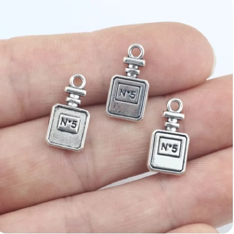 Newest 20Pieces 9*17mm Mixed Alloy Antique Silver Color Perfume Bottle Charms Necklace Pendant Accessory For DIY Jewelry Making