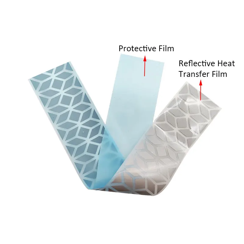 Roadstar Geometry Pattern High Silver Elastic Reflective Heat Transfer Vinyl Film Iron on Safety Clothing