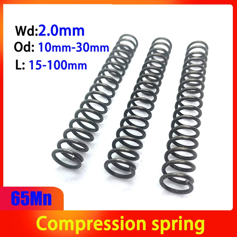 65Mn Wire diameter 2.0mm Strong Spring Steel Compression Spring Customizable Shock Absorber Spring Pressure Return Spring
