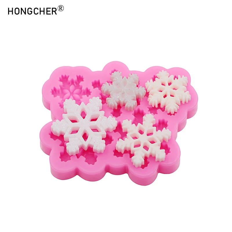 Size Snowflake Resin Jewelry Hole Shoes Decoration Accessories Drip Mold DIY Chocolate Cake Baking Dessert Decoration Molds