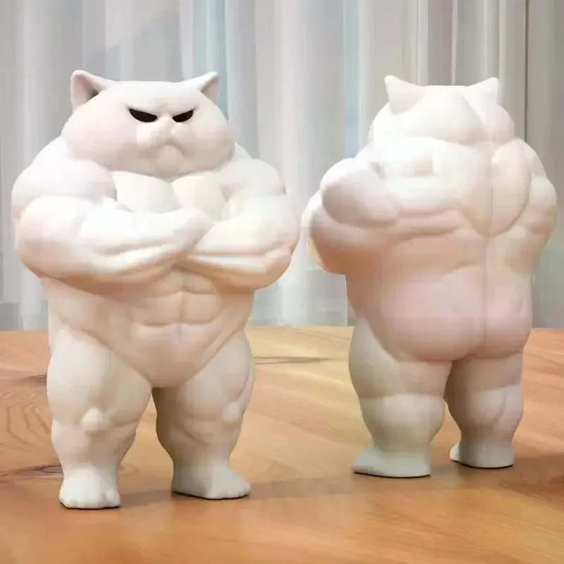 White Muscular Cat, Capybara, Cow, And Tiger Statues, Durable Plastic Home Decorations, Perfect Gift, Interior Living Room Décor