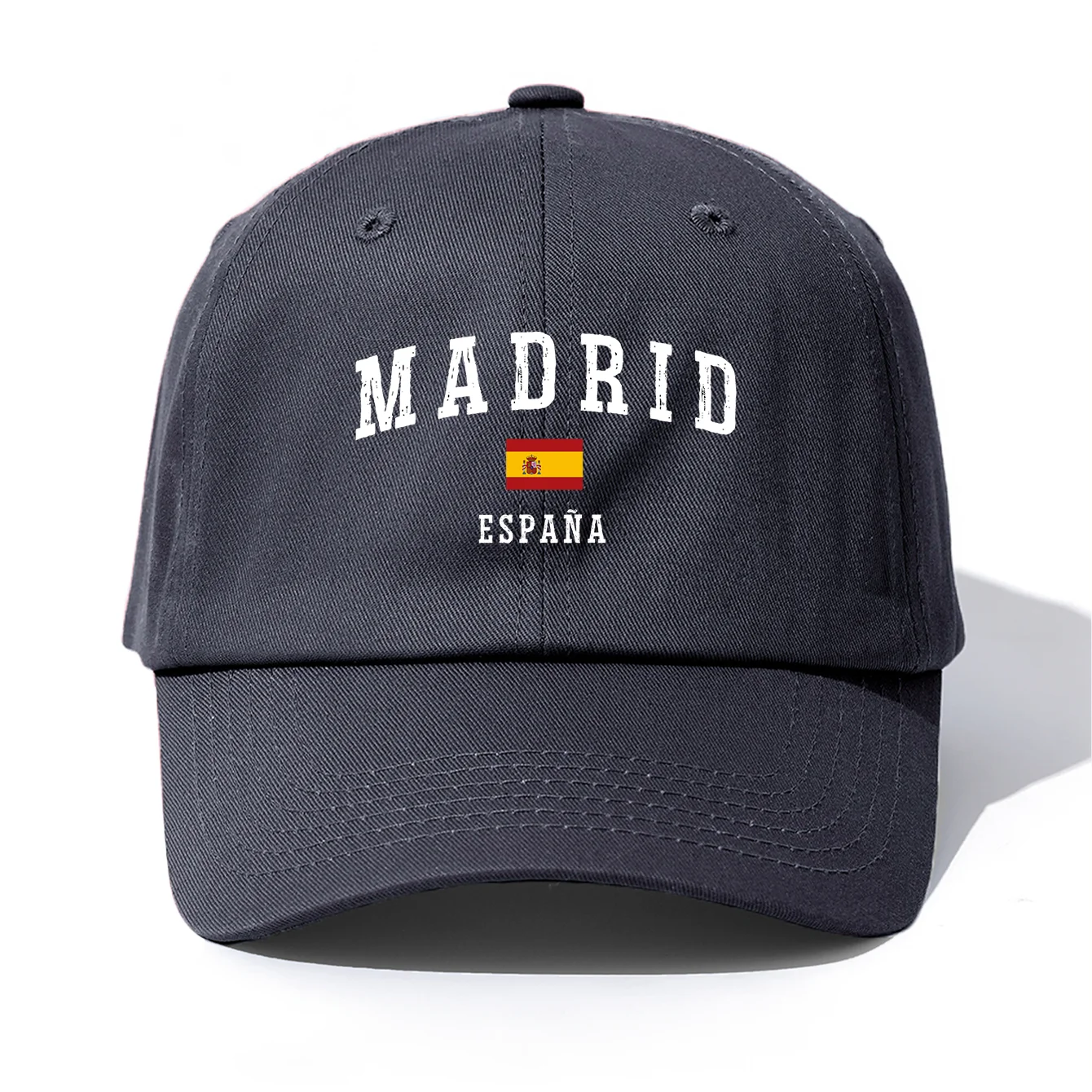Gorra de béisbol con estampado MADRID para adultos, sombrero de papá ajustable suave informal de estilo Retro minimalista, perfecto como regalo, 1 ud.