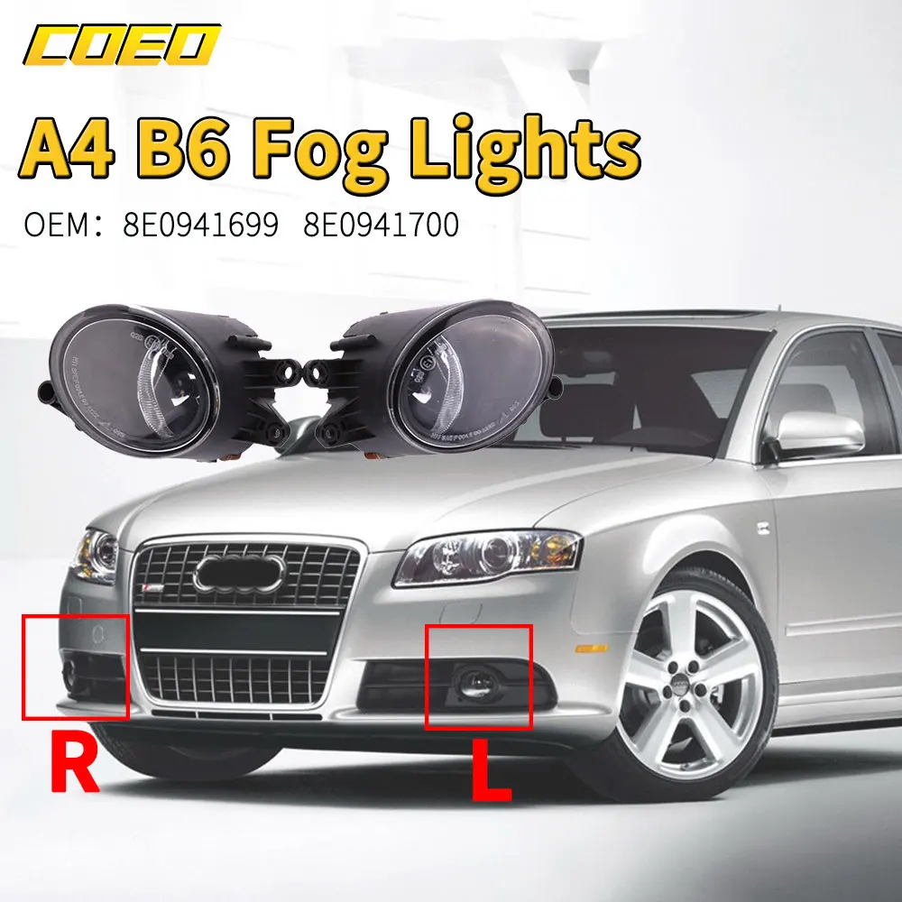 

Auto Front Bumper Fog Light Lamp With Halogen Bulbs For Audi A4 B6 2000-2005 8E0941700 8E0941699