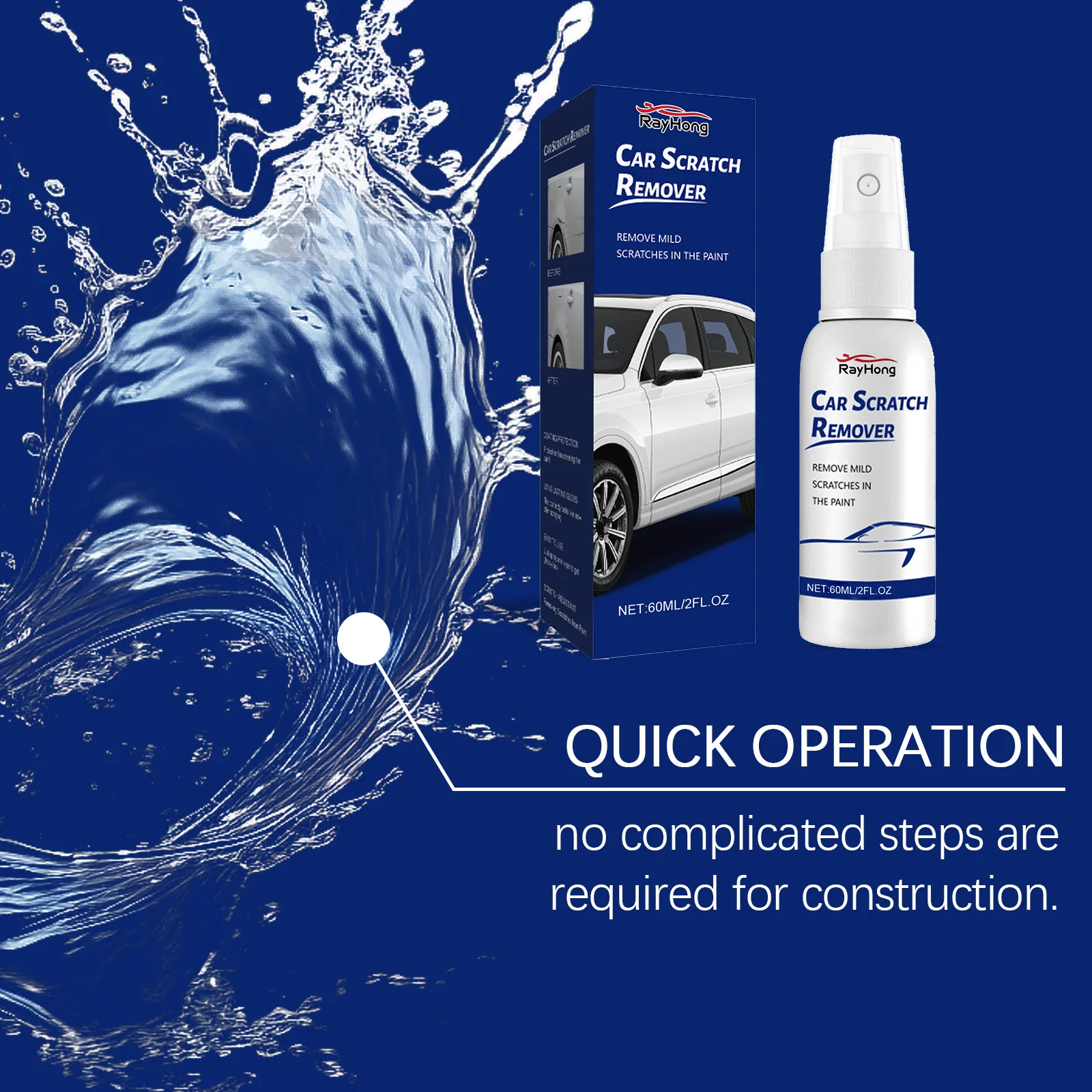 Auto Kras Reparatie Spray Auto Swirl Remover Krassen Reparatie Polijsten Verf Reparatie Vloeistof Universele Auto Care Spray 60ml