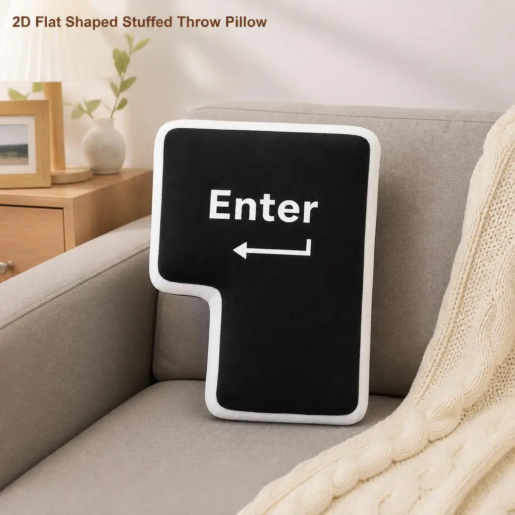 Enter Keyboard Return Key Computer Programmer Office Plush Pillow Cushion Irregular Stuffed Throw Pillow Home Decor Sofa Bed