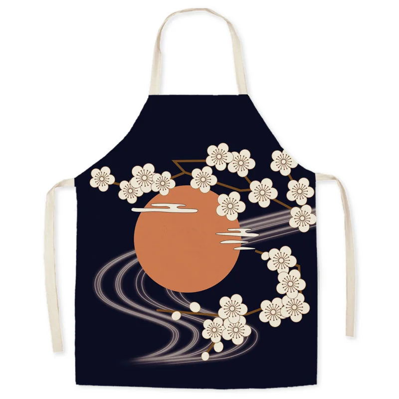 Kitchen apron Japanese Ukiyo-e linen  Fujifilm Household grease and stainproof Cooking Sleeveless top cleaning tools