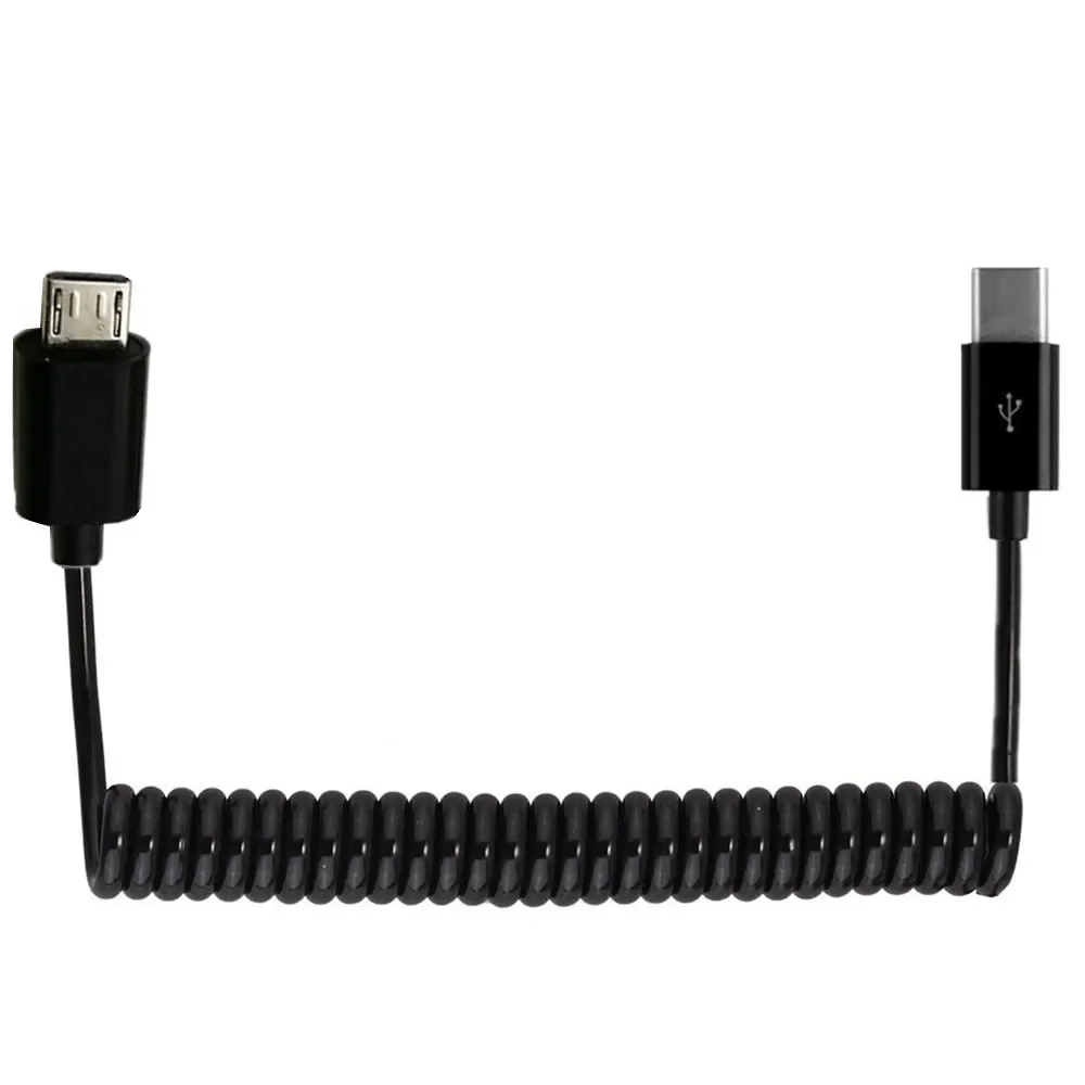 Data&Charger Spiral Coiled USB 3.1 Type C Male To USB 2.0 Micro 5Pin & Mini USB Stretch Spring Curl Flexible Cable 1m 3m Phones