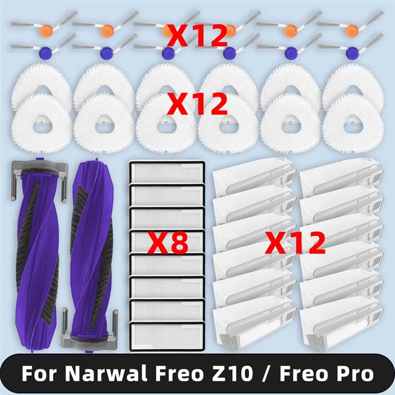 A86I-Fit For Narwal Freo Z10 / Narwal Freo Pro Vacuum Parts Main Roller Side Brush Cover Dust Bag