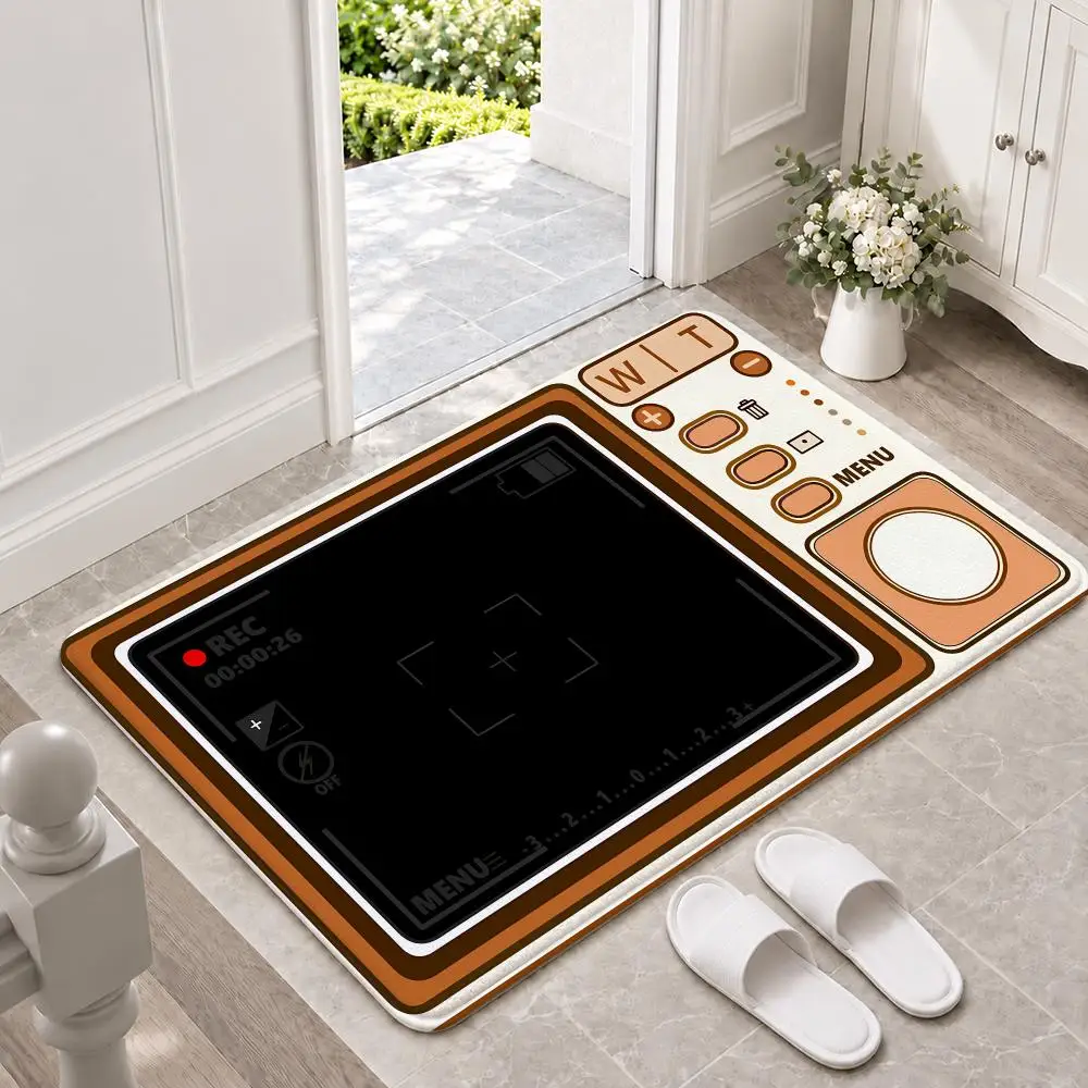art Vintage Mini Camera Floor Mat Doormat Non-Slip Floor Mat Rug for Bathroom Kitchen Entryway Indoor Outdoor Home Decor