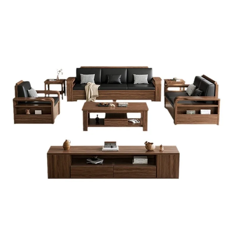 

Black walnut, solid wood, sofa combination, winter and summer, Chinese style, modern living room