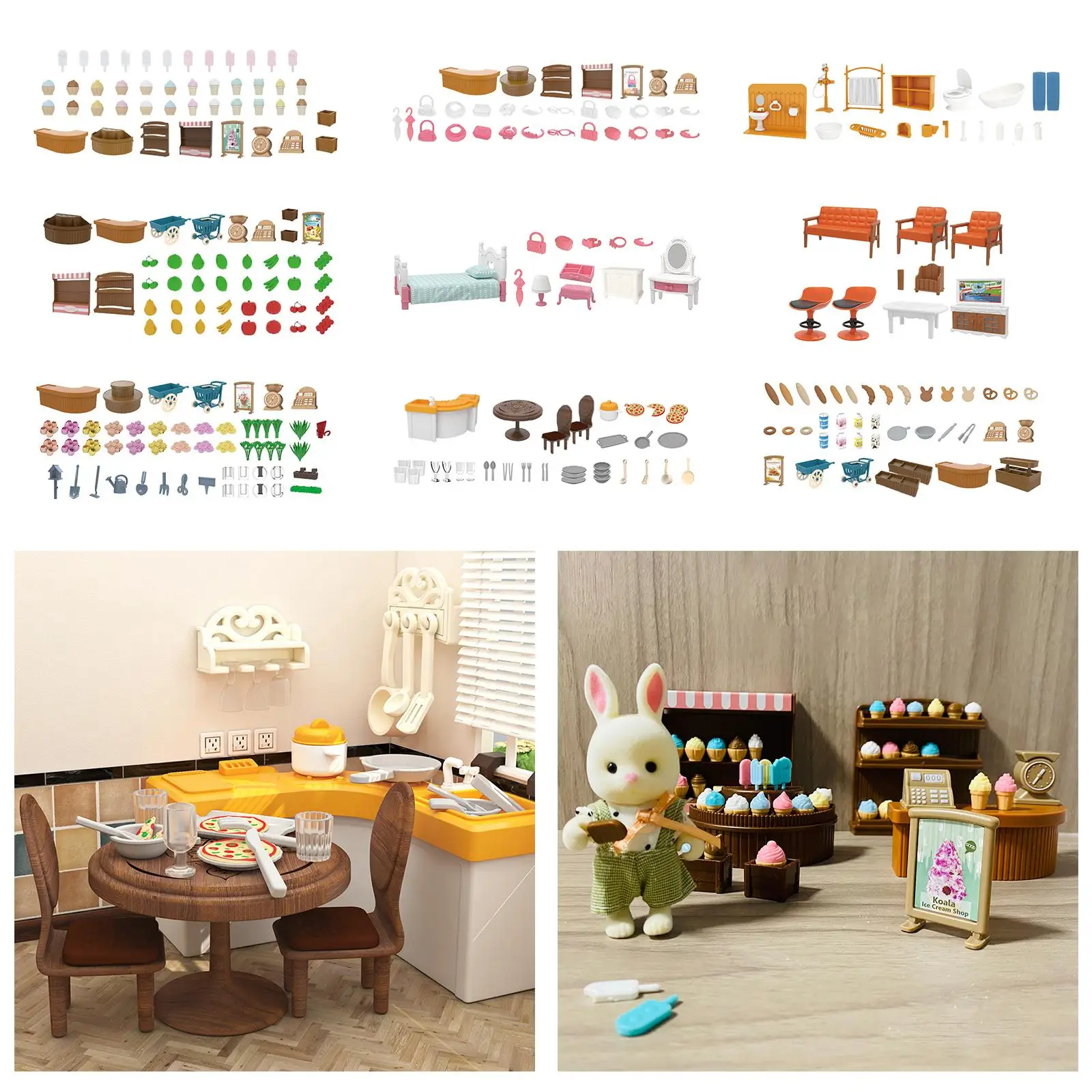 Juego de muebles para casa de muñecas, accesorios 1/12 DIY para interacción entre padres e hijos