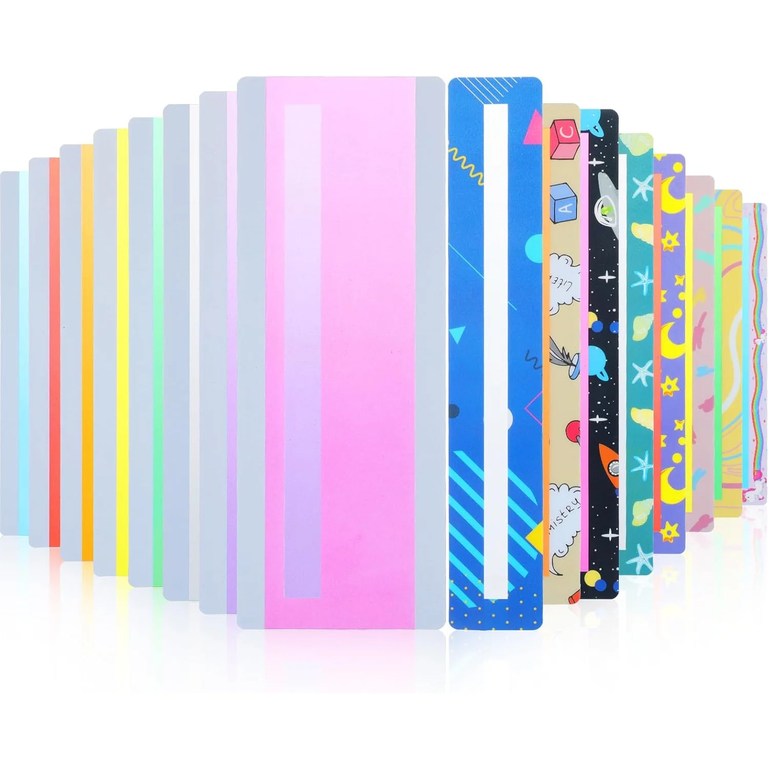 16 piezas para niños con dificultades de lectura, herramientas para el aula con tiras de lectura guiada, superposiciones de colores, tema cielo y puro.