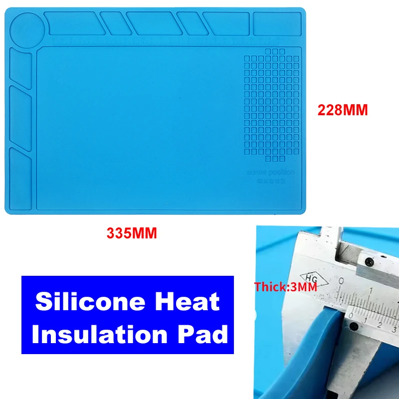 

3MM Thick Anti-Static Heat Insulation Working Pad Heat Resistant Silicone Soldering Mat Maintenance Silicone Insulation Pad