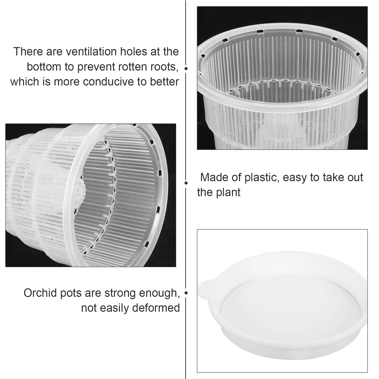 

1 Set Of Clear Plastic Orchid Pots With Holes Breathable Drainage Design For Healthy Root Growth Includes Tray Floating Pond