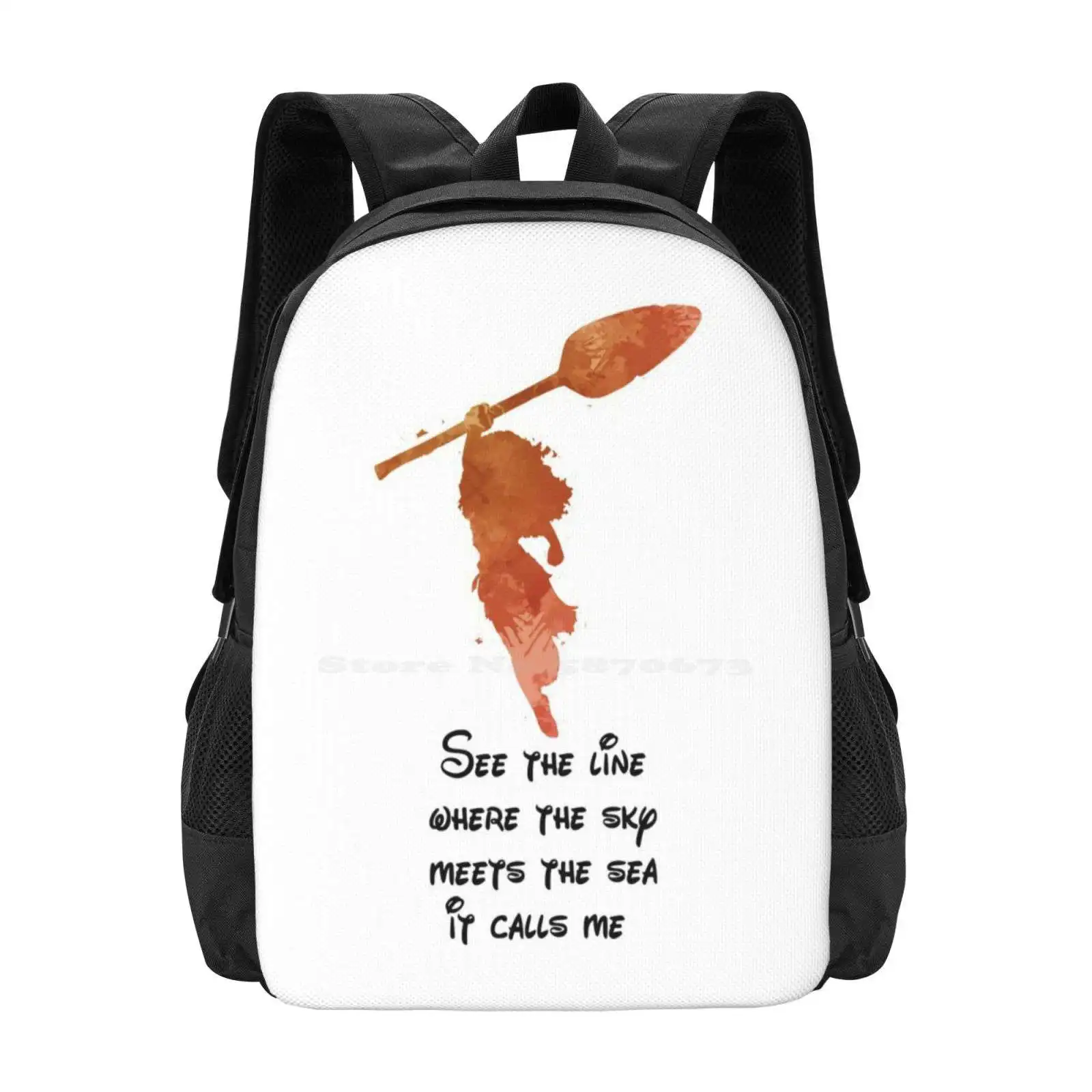 Princess Inspired Silhouette Hot Sale Schoolbag Backpack Fashion Bags Princess Inspired Silhouette Moana Quote