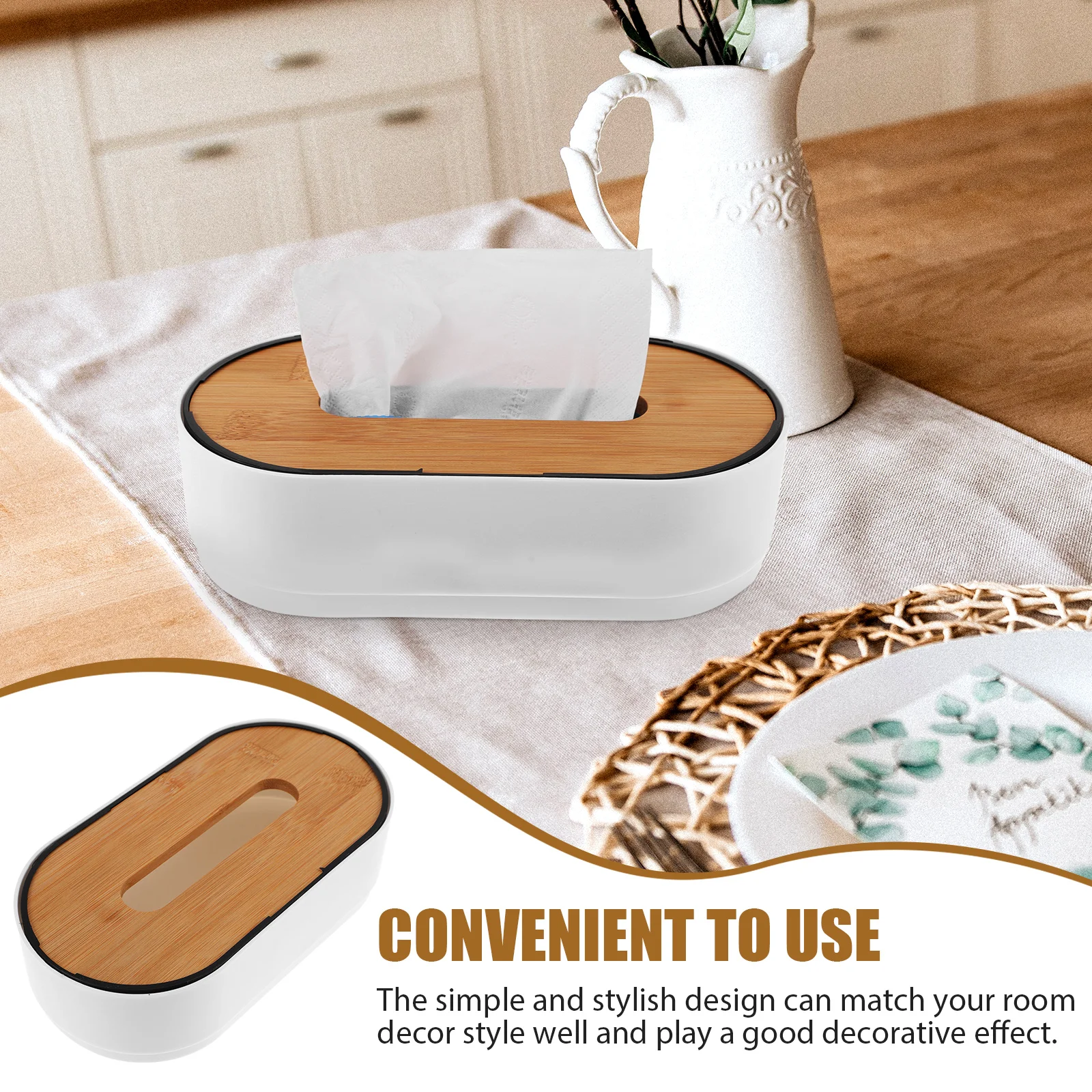 

Bamboo Box Cover Japanese Style Home Supplies Napkin Holder Smooth Safe Use Decorative Retro ganizer Compact Size