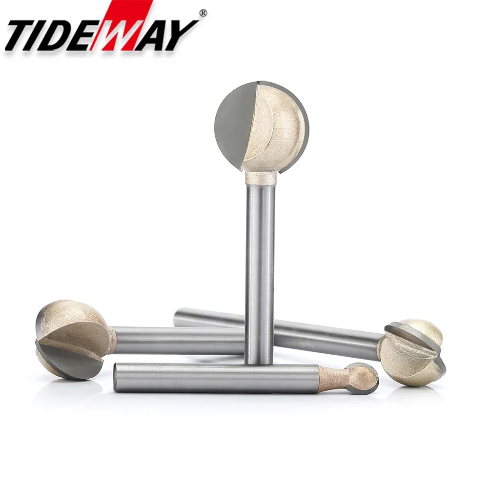 Tideway 3mm 6mm Shank Ball Nose Round Carving Bit Woodworking Router Bit for Wood Milling Cutter Radius Core Tungsten Carbide