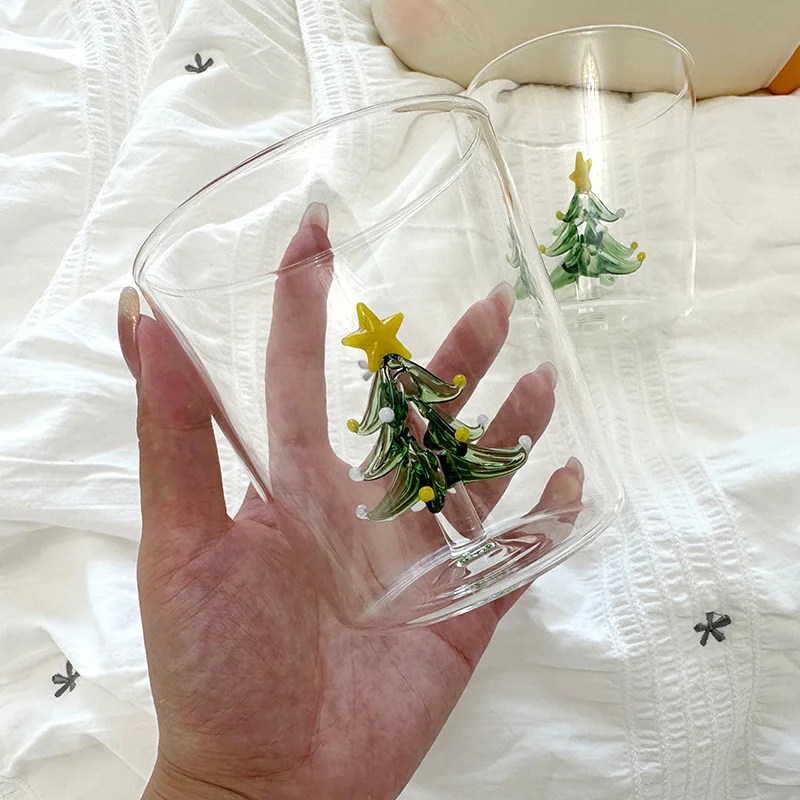 

Креативная стеклянная чашка для рождественской елки, 3D чашка для сока для дома, рождественский подарок, праздничный декор