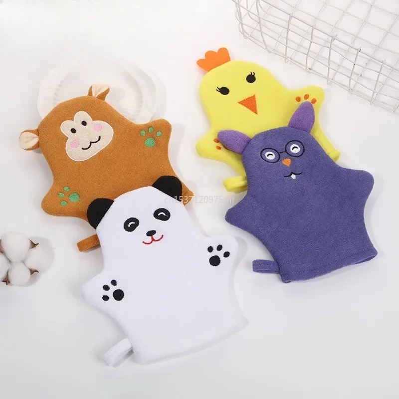 New Baby Bath Gloves for Kids Cartoon Animal Shape Shower Brush Washcloth for Bathing Children Wash Clean Shower Massage