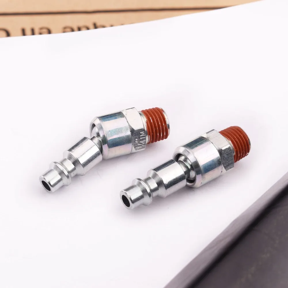 2PCS 1/4in NPT Swivel Coupler and Plug Male Thread Flexible Air Hose Fittings Air Tool Hardened steel Swivel Air Plug