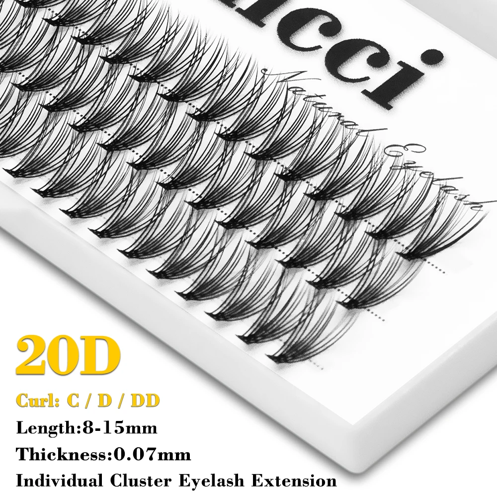 Kimcci 60knots/Case Natural False Eyelash Extension Makeup 20P Mink Individual Faux Eye Lashes Professional Fake Grafting Cilias