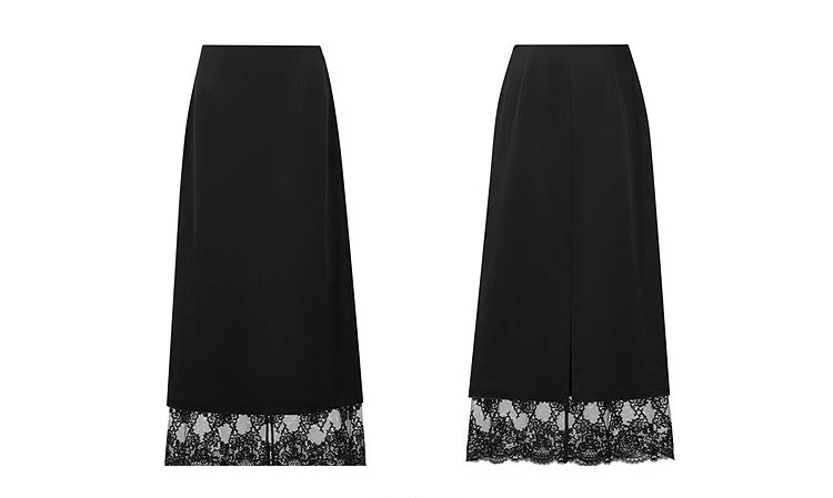 Amii Women Skirt Lace Elegant Sequin Back Slit Ankle Length Office Lady Chic Straight Skirts Casual Women Clothing 12623026