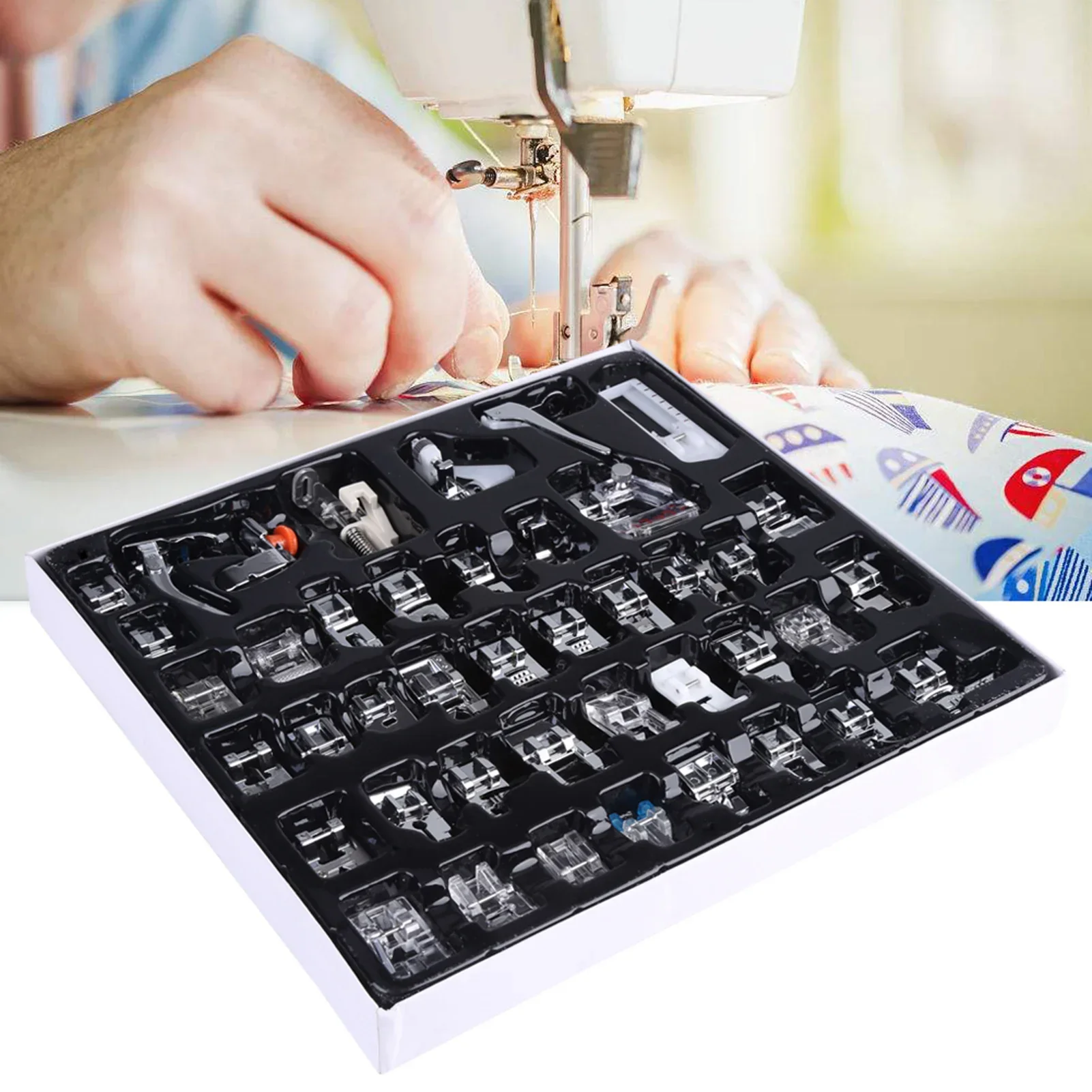42 Pcs/set Multifunction Sewing Machine Parts Braiding Blind Stitch Darning Presser Foot Feet
