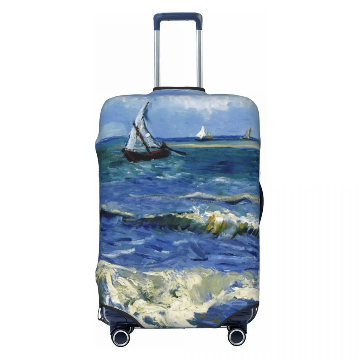 فنسنت فان جوخ غطاء الأمتعة حامي مضحك الشاطئ في شيفينجنز في الطقس العاصفة حقيبة سفر يغطي لمدة 18-32 بوصة #1