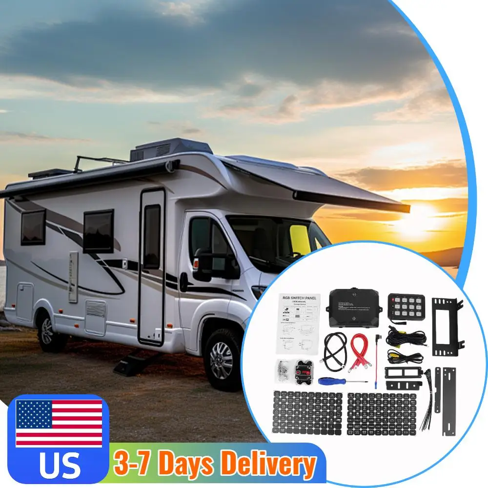 

Панель управления на 12 кнопок, 12/24В, с электронной релейной системой, универсальная, с подсветкой, для самостоятельной установки, для автомобилей, грузовиков, внедорожников, фургонов