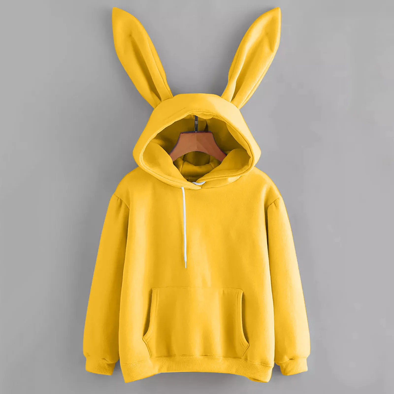 Sweat-Shirt à Capuche avec Oreilles de Lapin pour Femme, Vêtement à la Mode, Kawaii, Décontracté, Y2K, Solide, pour Document, Chaud, pour Automne et Hiver, 2024