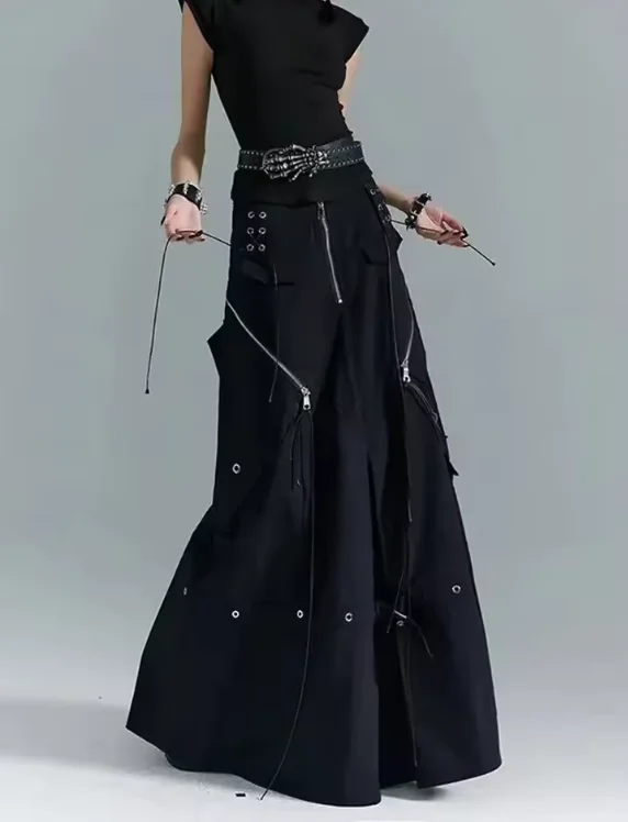 

Американская уличная одежда в стиле панк, темно-черные юбки 2021, модная ленивая новая юбка для женщин Y2k с высокой талией, винтажная Faldas Mujer w49