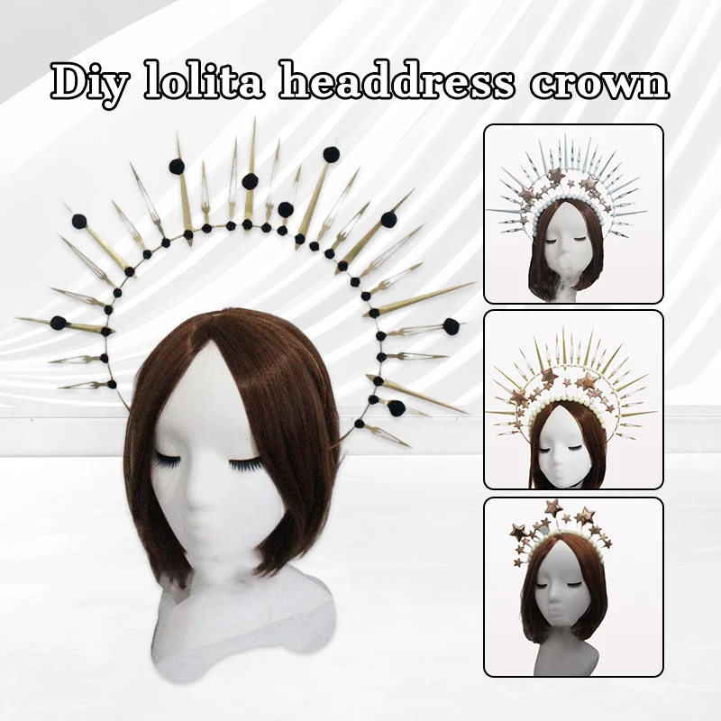 Diy Lolita Tiara Crown Material Crown Headband Stage Nightclub Show Handmade Lolita Crown KC Angel Headdress Accessories