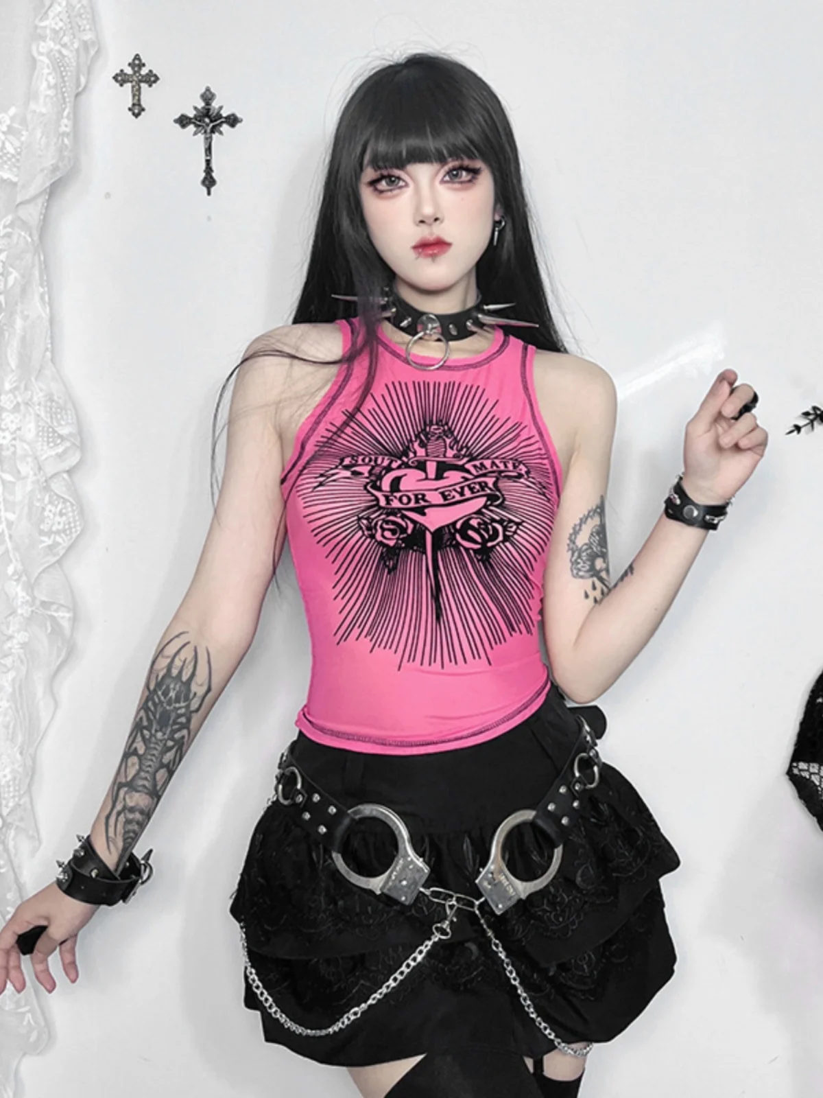 Women Vest Summer 2024 New Spicy Girl Tank Top Instagram Popular Style Sexy Strap Love Top For Women