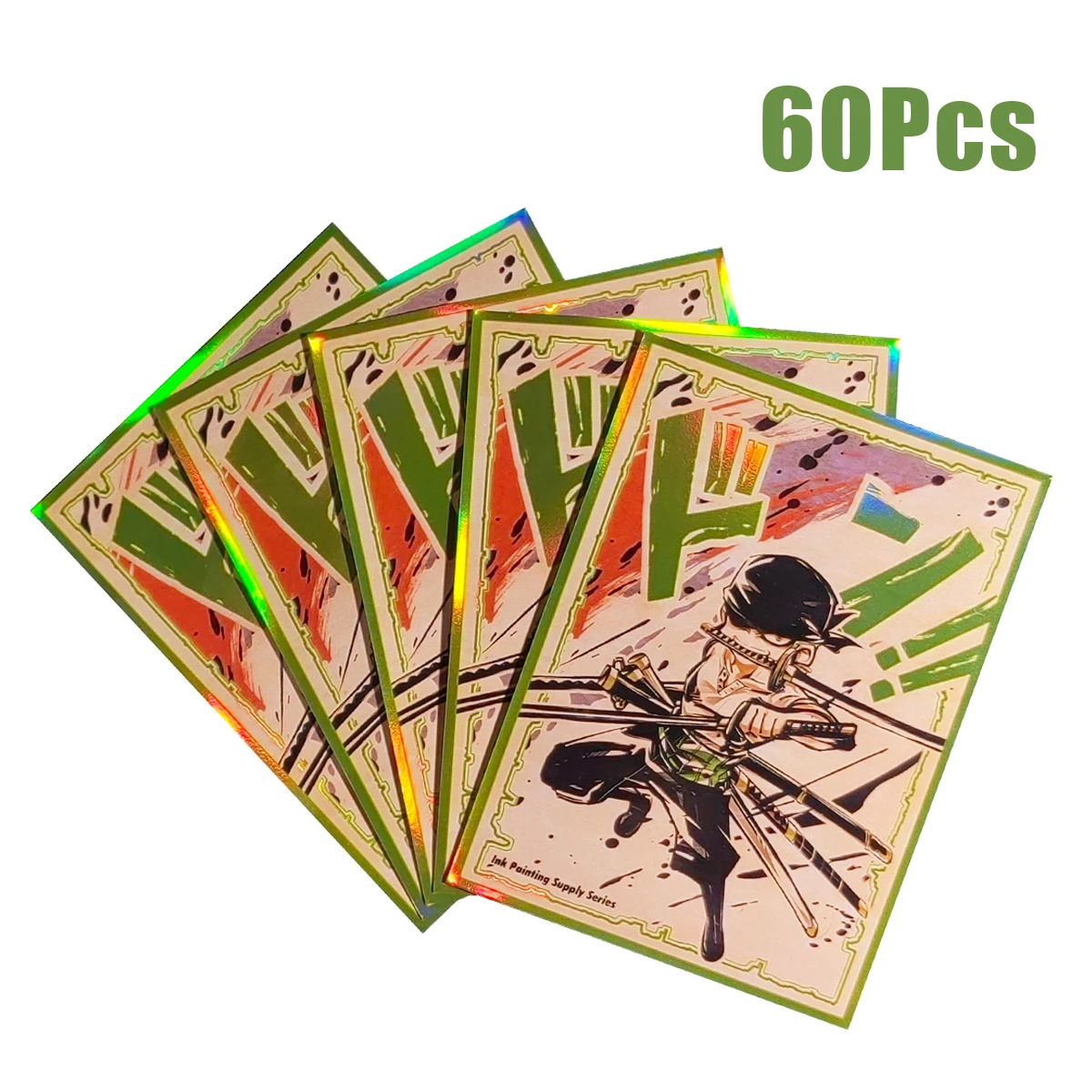 60 Stück Laser Anime Zoro Kartenhüllen PTCG Größe 67x92mm Brettspiel-Kartenschutzhülle - Spielzeug Hobbys Jungen Urlaubsgeschenke